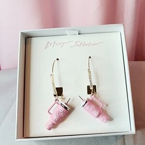 Betsey Johnson Pink Tumbler Cup Dangle Earrings